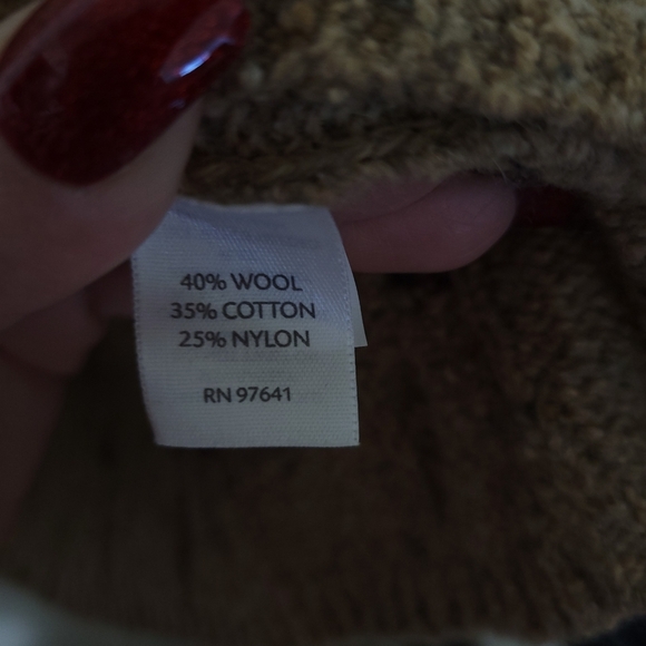 J.Jill Cable Knit Sweater Long Slouchy Wool Blend Brown Oatmeal Color Sz Medium - Picture 11 of 13